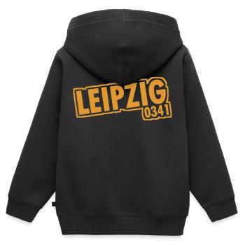 Leipzig - 0341 - Vorwahl - Sachsen - Kinder Premium Organic Zip Hoodie - Schwarz - Hinten - AI Model Kid Male (0cm)