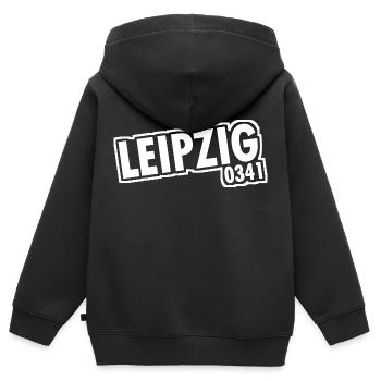 Leipzig - 0341 - Vorwahl - Sachsen - Kinder Premium Organic Zip Hoodie - Schwarz - Hinten - AI Model Kid Male (0cm)