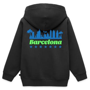 Barcelone - Sweat Premium à capuche zippé enfant bio - noir - Dos - AI Model Kid Male (0cm)