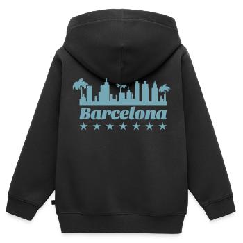 Barcelone - Sweat Premium à capuche zippé enfant bio - noir - Dos - AI Model Kid Male (0cm)