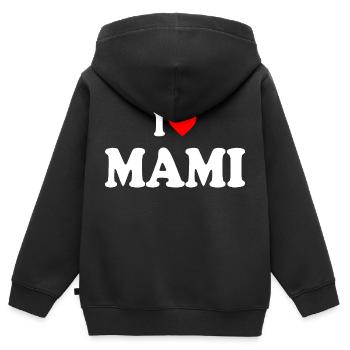 I love mami - Kinder Premium Organic Zip Hoodie - Schwarz - Hinten - AI Model Kid Male (0cm)