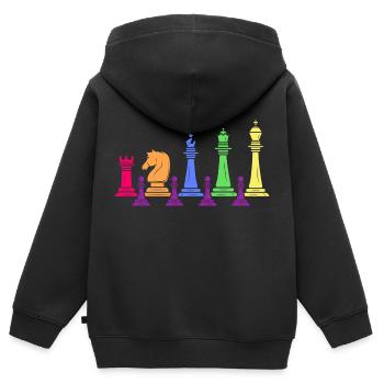 Échecs Échec et mat Joueur d’échecs Famille d’échecs - Sweat Premium à capuche zippé enfant bio - noir - Dos - AI Model Kid Male (0cm)