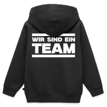 Nous sommes une équipe - Sweat Premium à capuche zippé enfant bio - noir - Dos - AI Model Kid Male (0cm)
