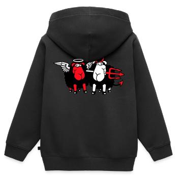 2 Schafe Engel Teufel Satan Hölle Böse Himmel Gut - Kinder Premium Organic Zip Hoodie - Schwarz - Hinten - AI Model Kid Male (0cm)