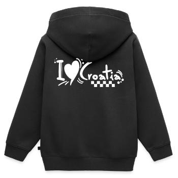 kroatien hrvatska kroatien hrv hr hr adria tourismus meer - Kinder Premium Organic Zip Hoodie - Schwarz - Hinten - AI Model Kid Male (0cm)