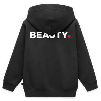 Beauté - Sweat Premium à capuche zippé enfant bio - noir - Dos - AI Model Kid Male (0cm)