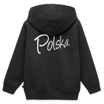 Polska Lettrage - Polen - Pologne - polnisch - Sweat Premium à capuche zippé enfant bio - noir - Dos - AI Model Kid Male (0cm)