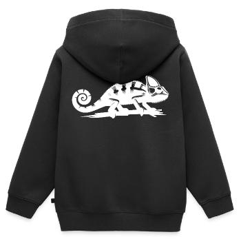 Kleiner Chamäleon Drache mit gekringelter Schwanz - Kinder Premium Organic Zip Hoodie - Schwarz - Hinten - AI Model Kid Male (0cm)