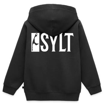 L’île de Sylt - Sweat Premium à capuche zippé enfant bio - noir - Dos - AI Model Kid Male (0cm)