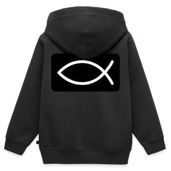 Fisch Christlich Jesus - Kinder Premium Organic Zip Hoodie - Schwarz - Hinten - AI Model Kid Male (0cm)