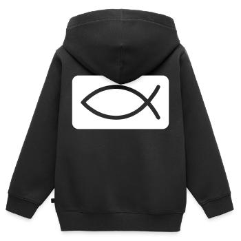 Fisch Christlich Jesus - Kinder Premium Organic Zip Hoodie - Schwarz - Hinten - AI Model Kid Male (0cm)