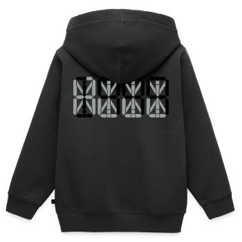 1999 - Kinder Premium Organic Zip Hoodie - Schwarz - Hinten - AI Model Kid Male (0cm)