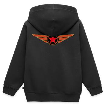 Medaille - Sweat Premium à capuche zippé enfant bio - noir - Dos - AI Model Kid Male (0cm)