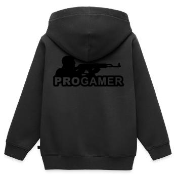 Gamer - Kinder Premium Organic Zip Hoodie - Schwarz - Hinten - AI Model Kid Male (0cm)