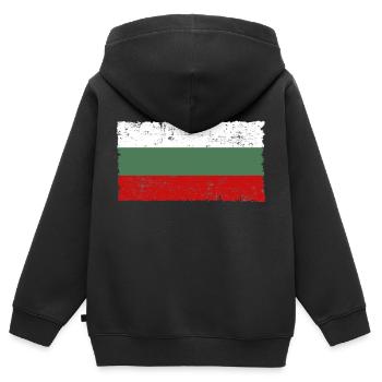 Bulgarie България drapeau used look idée de cadeau - Sweat Premium à capuche zippé enfant bio - noir - Dos - AI Model Kid Male (0cm)
