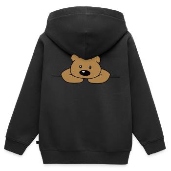 Mignon mignon mignon ours triste ours brun - Sweat Premium à capuche zippé enfant bio - noir - Dos - AI Model Kid Male (0cm)