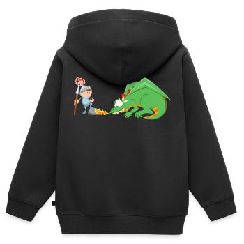 Ritter und Drache - Kinder Premium Organic Zip Hoodie - Schwarz - Hinten - AI Model Kid Male (0cm)