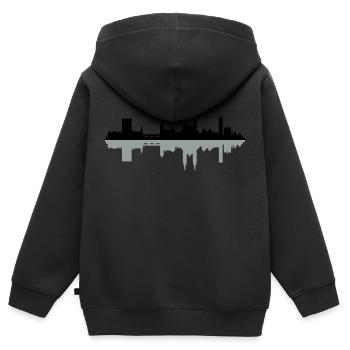 Skyline Basel - Kinder Premium Organic Zip Hoodie - Schwarz - Hinten - AI Model Kid Male (0cm)