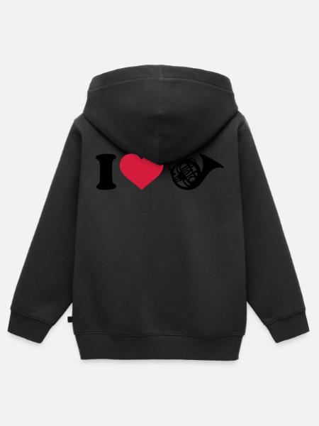 Waldhorn - Kinder Premium Organic Zip Hoodie - Schwarz