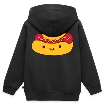 Suesser Hot Dog - Kinder Premium Organic Zip Hoodie - Schwarz - Hinten - AI Model Kid Male (0cm)