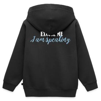 excuse me i m speaking - Sweat Premium à capuche zippé enfant bio - noir - Dos - AI Model Kid Male (0cm)