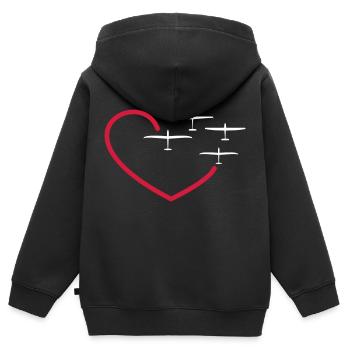 Herz mit Segelflugzeugen gleiten Pilot Geschenk - Kinder Premium Organic Zip Hoodie - Schwarz - Hinten - AI Model Kid Male (0cm)