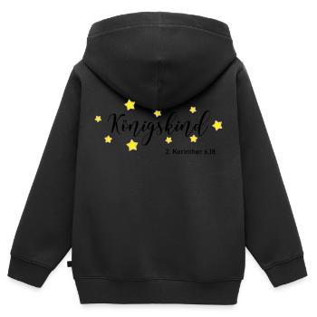 Koenigskind - Korinther - Kinder Premium Organic Zip Hoodie - Schwarz - Hinten - AI Model Kid Male (0cm)