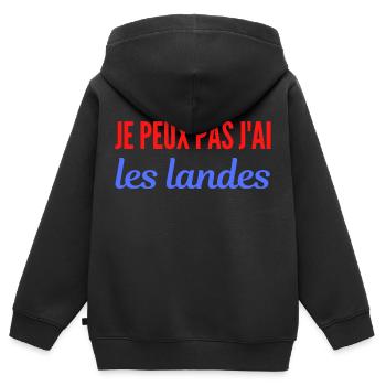 Je peux pas j'ai Les landes - Sweat Premium à capuche zippé enfant bio - noir - Dos - AI Model Kid Male (0cm)
