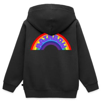 Regenbogen - Kinder Premium Organic Zip Hoodie - Schwarz - Hinten - AI Model Kid Male (0cm)