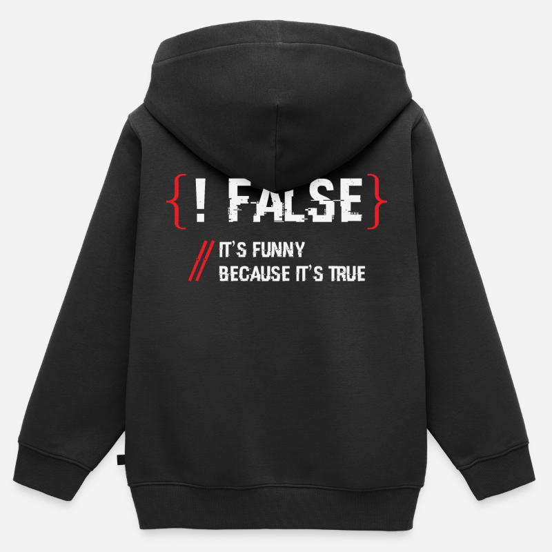 False Programmer - Kids Premium Organic Zip-up Hoodie - black