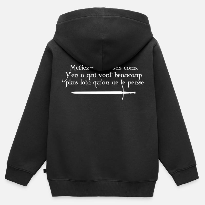 Méfiez vous des cons - Sweat Premium à capuche zippé enfant bio - noir