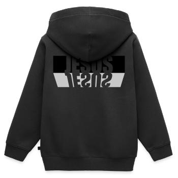 Faisceau de réflexion Jésus - Sweat Premium à capuche zippé enfant bio - noir - Dos - AI Model Kid Male (0cm)