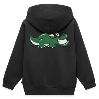 Krokodil Reptil doof - Kinder Premium Organic Zip Hoodie - Schwarz - Hinten - AI Model Kid Male (0cm)