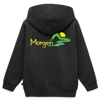 Guten Morgen - Kinder Premium Organic Zip Hoodie - Schwarz - Hinten - AI Model Kid Male (0cm)
