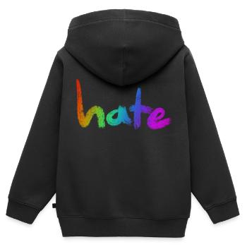 Hate Text Rainbow - Kinder Premium Organic Zip Hoodie - Schwarz - Hinten - AI Model Kid Male (0cm)