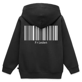 Frieden Barcode Friedenszeichen Strichcode Symbol - Kinder Premium Organic Zip Hoodie - Schwarz - Hinten - AI Model Kid Male (0cm)