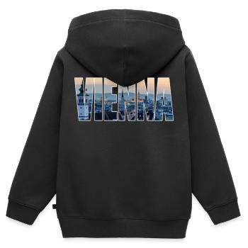vienna wien - Kinder Premium Organic Zip Hoodie - Schwarz - Hinten - AI Model Kid Male (0cm)