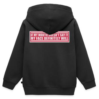 Mon visage le fera certainement - Sweat Premium à capuche zippé enfant bio - noir - Dos - AI Model Kid Male (0cm)