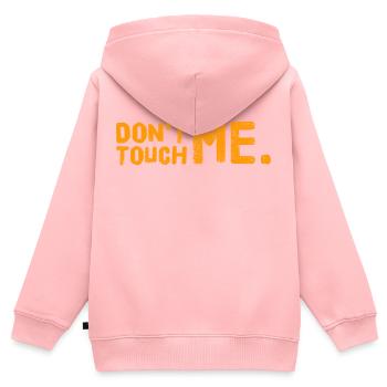 NE ME TOUCHEZ PAS. T-shirt cool et nouveau. CONCEPTION MAXIMALE - Sweat Premium à capuche zippé enfant bio - rose - Dos - AI Model Kid Female (0cm)