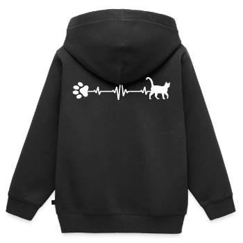 Katze Katzenhaar Mietzekatze Katzenleben Samtpfote - Kinder Premium Organic Zip Hoodie - Schwarz - Hinten - AI Model Kid Male (0cm)