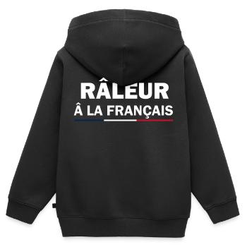 Râleur â la Français cadeau humour râleur - Sweat Premium à capuche zippé enfant bio - noir - Dos - AI Model Kid Male (0cm)