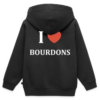 i love bourdons - Sweat Premium à capuche zippé enfant bio - noir - Dos - AI Model Kid Male (0cm)