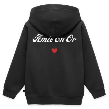 amie en or - Sweat Premium à capuche zippé enfant bio - noir - Dos - AI Model Kid Male (0cm)