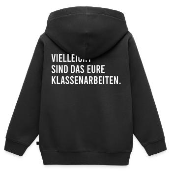Vielleicht sind das eure Klassenarbeiten - Kinder Premium Organic Zip Hoodie - Schwarz - Hinten - AI Model Kid Male (0cm)