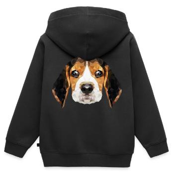 Polygon Hund | Hunde Kopf | Hundekopf Beagle - Kinder Premium Organic Zip Hoodie - Schwarz - Hinten - AI Model Kid Male (0cm)