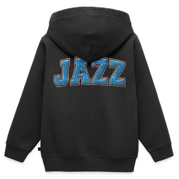 Jazz Varsity Grunge - Kinder Premium Organic Zip Hoodie - Schwarz - Hinten - AI Model Kid Male (0cm)