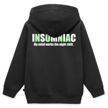 Mon travaille la nuit - Sweat Premium à capuche zippé enfant bio - noir - Dos - AI Model Kid Male (0cm)