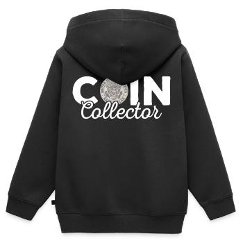 Coin Collector Coin Collecting Numismatist - Kids Premium Organic Zip-up Hoodie - black - Back - AI Model Kid Male (0cm)