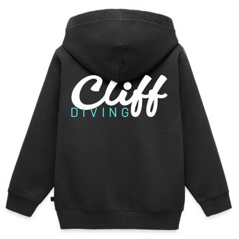 Plongée en falaise - Sweat Premium à capuche zippé enfant bio - noir - Dos - AI Model Kid Male (0cm)