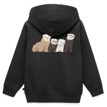 Furet, propriétaire de furet - Sweat Premium à capuche zippé enfant bio - noir - Dos - AI Model Kid Male (0cm)